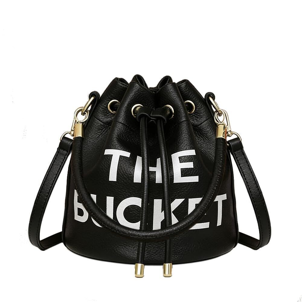 4549 The Bucket Bags and Purses Small Drawstring Handbags Hobo Purse Black
